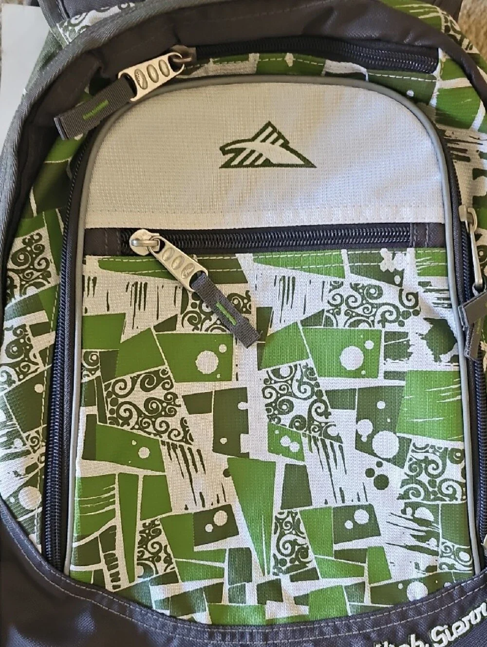 High Sierra Gray and Green Geometric Men's Backpack